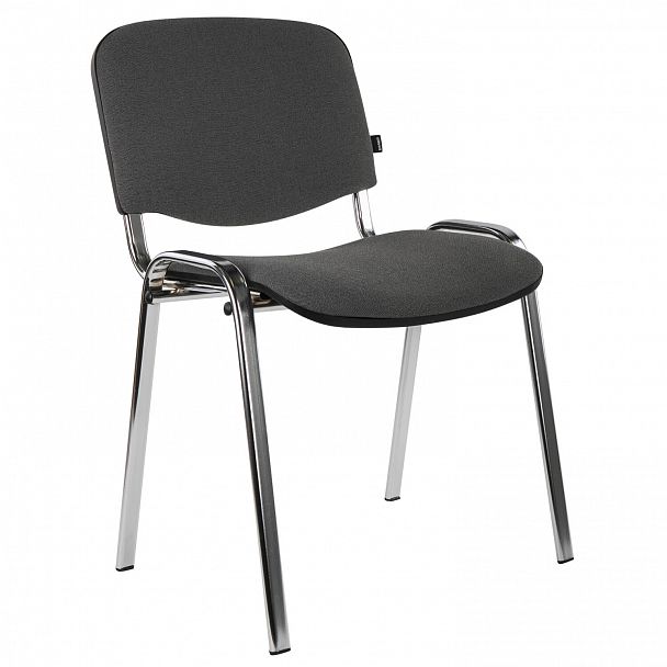 Стул для персонала и посетителей BRABIX "Iso CF-001", хромированный каркас, ткань серая с черным, 531420, стопируемый - Вид 3