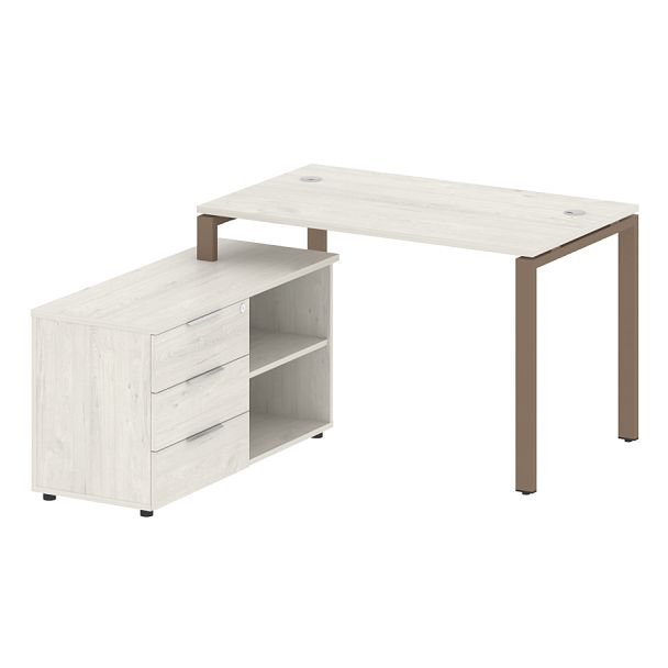 Metal System Р. ст. с тумбой на П-образном м/к БП.РС-СТС-2.2 (L) Дуб наварра/Мокко металл 1300*1520*750 - Вид 1