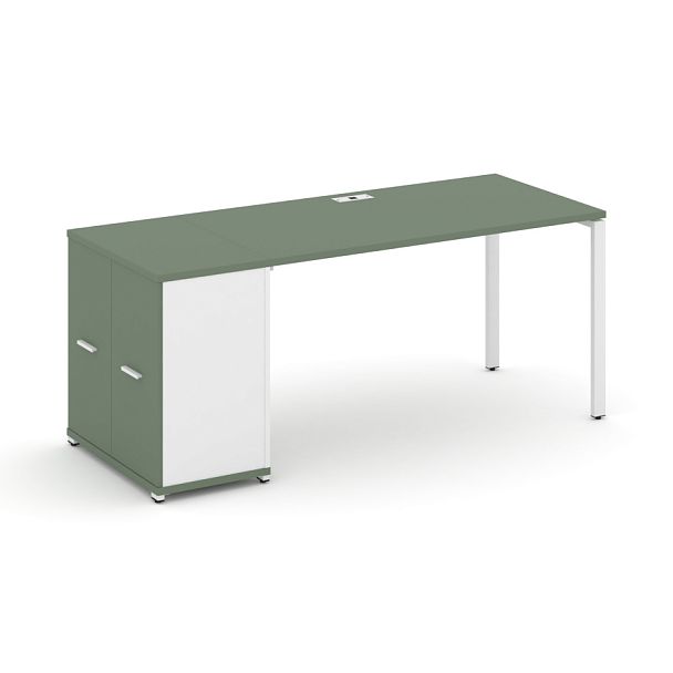 Concept Стол рабочий с опорным распаш. шкафом CN.SP-217 W Кобо/Белый Бриллиант/Металл Белый 1400*720*750 - Вид 1