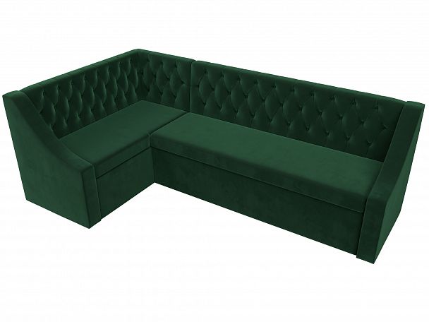 Кухонный угловой диван Мерлин левый (полностью велюр зеленый) - Вид 5