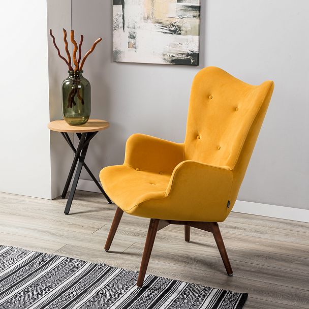 Кресло Хайбэк желтый/т.орех - Вид 10