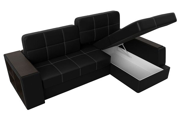 Угловой диван Брюссель правый (полностью экокожа черная) - Вид 7