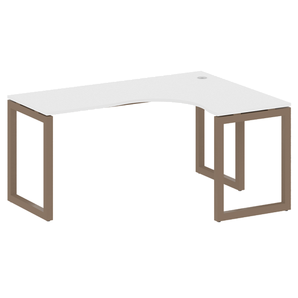 Metal System Quattro Стол криволинейный правый на О-образном м/к 50БО.СА-4 (R) Белый/Мокко металл 1600*1200*750 - Вид 1