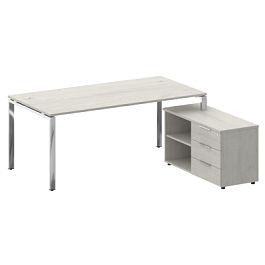 Metal System Direct Стол руковододителя с тумбой правый БГ.СРТ-5.9 (R) Дуб наварра/Нерж. сталь 1900*1720*750 - Фото предпросмотра