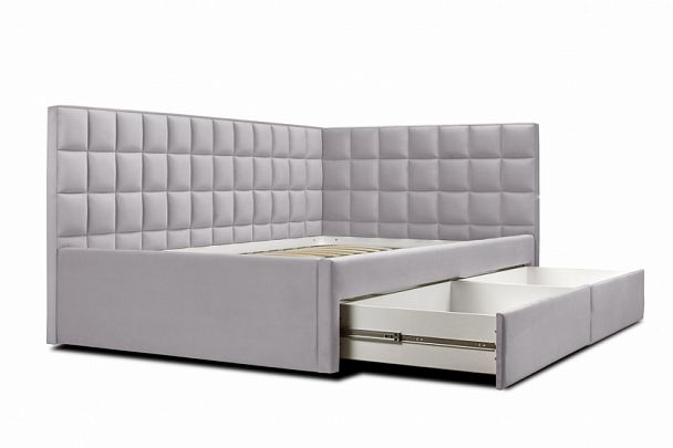 Кровать «Юник» с ящиками 1200, серая - Вид 2