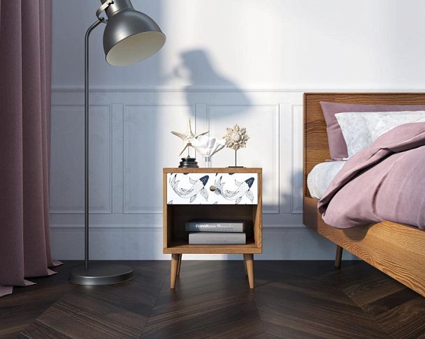 Тумбочка Berber с открытой полкой 36 принт арт BB33/Print_36, разноцветная - Вид 4