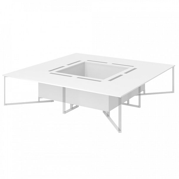 Стол для переговоров на 16 человек квадратный "Компьютерные столы"  ПК-ФРМ-СТГ320Х320-В2-76 белый - Вид 1