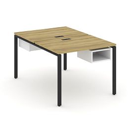 Concept Рабочая станция 2 сторонняя с подвесными тумбами на 2 места CN.DRS-101 Дуб Винченцо/Белый Бриллиант/Металл Черный 980*1480*750 - Фото предпросмотра
