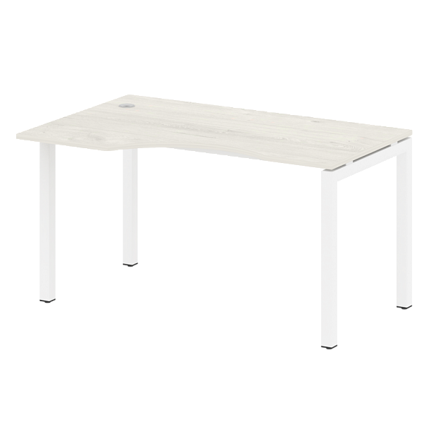 Metal System Quattro Стол криволинейный левый на П-образном м/к 50БП.СА-2 (L) Дуб наварра/Белый металл 1400*900*750 - Вид 1