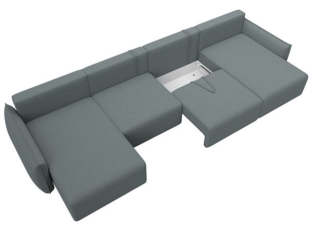 Диван П-образный Лига-051 НПБ Лонг Рогожка серый - Вид 7