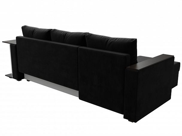 Угловой диван Атланта Лайт левый (полностью велюр черный) - Вид 6