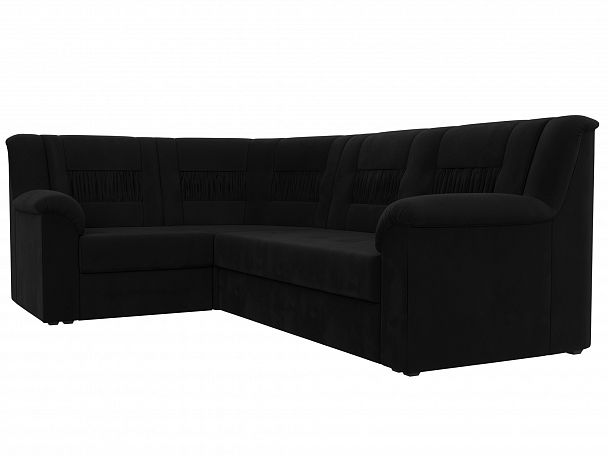 Угловой диван Карелия левый угол (полностью микровельвет черный) - Вид 3