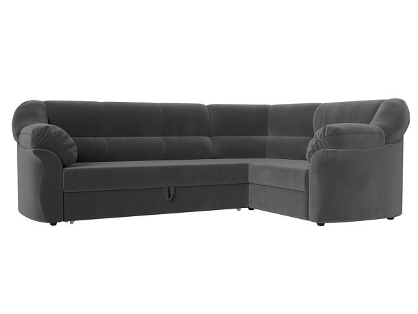 Диван угловой Карнелла правый (полностью велюр серый) - Вид 1