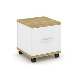 Concept Тумба мобильная 1 распаш. фасад CN.TUM-007 W Дуб Винченцо/Белый Бриллиант/Металл Белый 420*420*448 - Фото предпросмотра