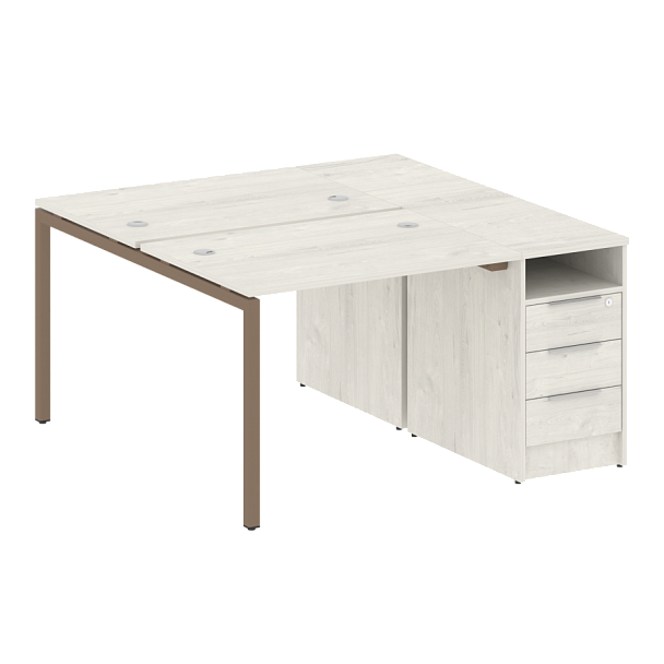 Metal System Quattro Р. ст. с тумбой на П-образном м/к 40БП.РС-СТП-2.1 Дуб наварра/Мокко металл 1412*1475*750 - Вид 1