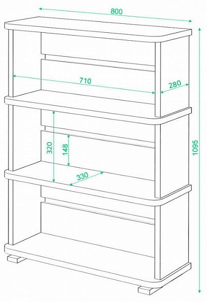 Стеллаж Домино СБ-25/3 Белый/Нельсон - Вид 2