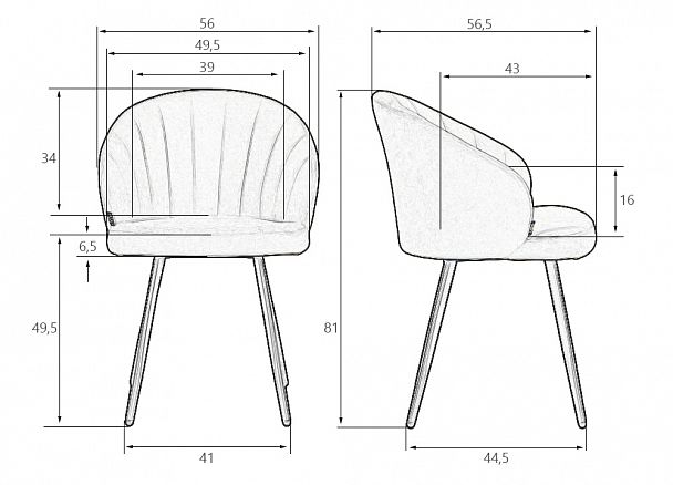 Стул обеденный DOBRIN NAOMI (ЭМАЛЬ ЧЕРНЫЙ МУАР велюр Catania Steel) - Вид 10