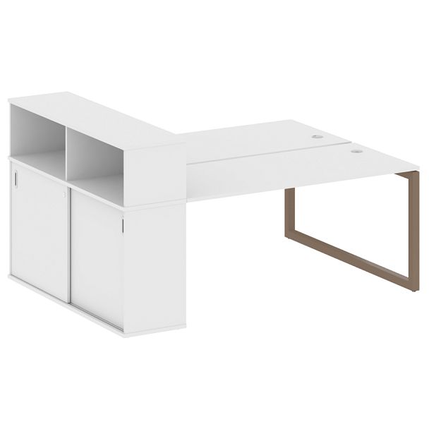 Metal System Quattro Р. ст. с шкафом-купе на О-образном м/к 50БО.РС-СШК-2.4 Т Белый/Мокко металл 2010*1475*1098 - Вид 1