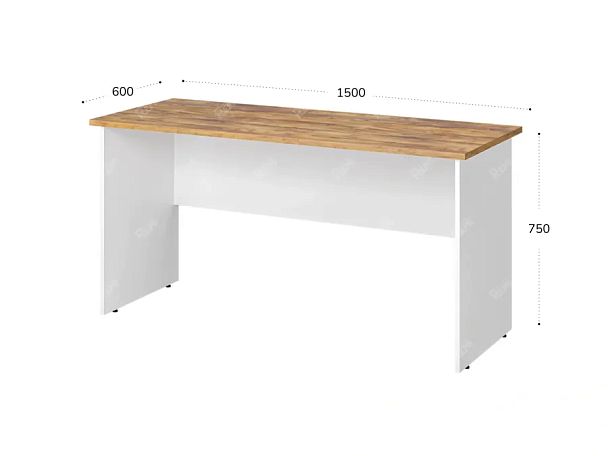 TANDEM RTD020-150-ME Стол прямоугольный ун-й 1500х600х750 Таксония медовая/Белый - Вид 2