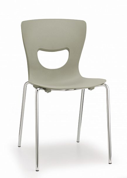 Стул PLUTO (4 ножки) каркас хром, серый - Вид 1