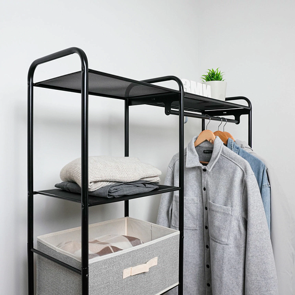 Вешалка-стеллаж "Валенсия-1", 1555х1090х300 мм, 7 полок, металл, черная, ГСВ1 Ч - Вид 7