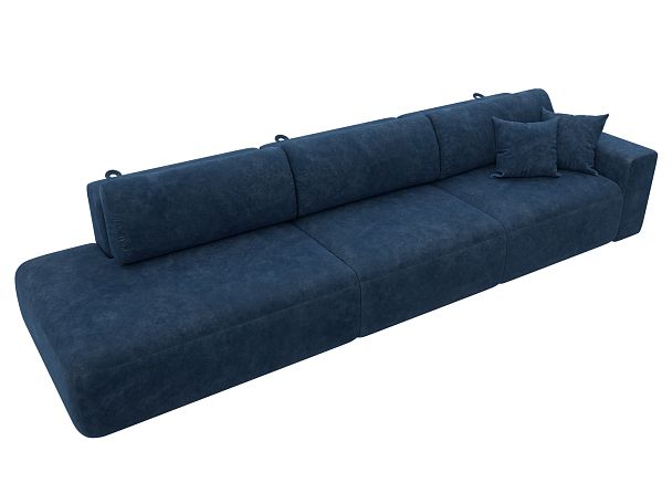 Диван прямой Лига-036 НПБ Модерн Лонг подлокотник справа Велюр синий - Вид 5