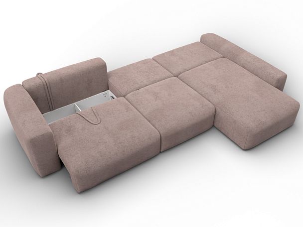 Диван угловой Лига-066 НПБ Лонг угол правый Велюр бежевый - Вид 10