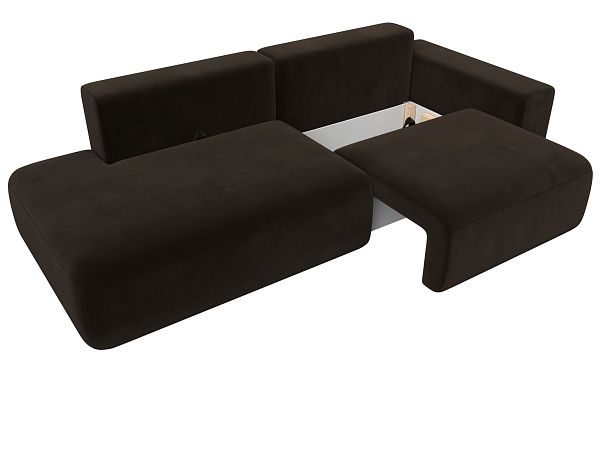 Диван прямой Лига-036 Модерн подлокотник справа Микровельвет коричневый - Вид 7