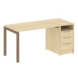 Metal System Quattro Р. ст. с тумбой на П-образном м/к 50БП.РС-СТП-1.2 Акация/Мокко металл 1612*720*750 - Фото предпросмотра