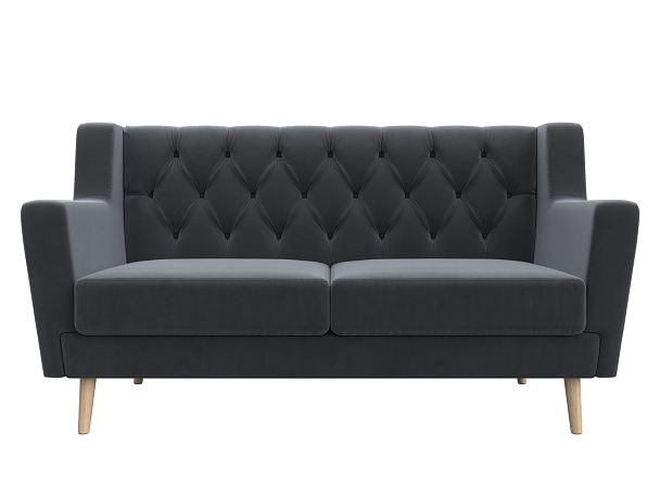 Прямой диван Брайтон 2 Люкс (полностью велюр серый) - Вид 2