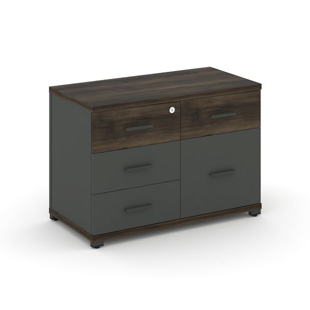 Concept Тумба приставная широкая 4 ящ.+1 распаш. фасад CN.TSP-010 A Дуб Мали/Антрацит/Металл Антрацит 836*420*583 - Вид 1