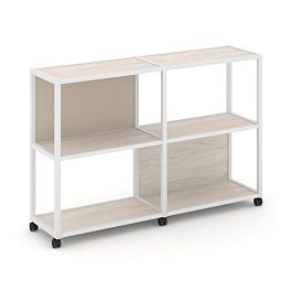 Shelf Mobile Стеллаж 3 уровня 2 секции VR.LT-STK-312.12 Денвер Светлый/Металл Белый/W-04 2370*400*1046 - Фото предпросмотра