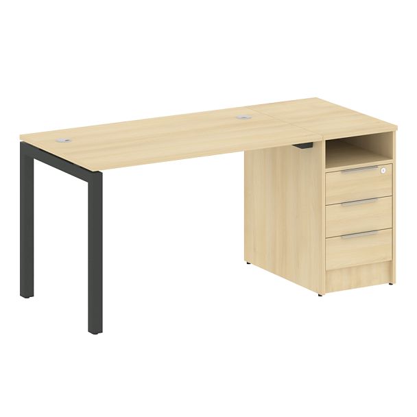 Metal System Quattro Р. ст. с тумбой на П-образном м/к 50БП.РС-СТП-1.2 Акация/Антрацит металл 1612*720*750 - Вид 1