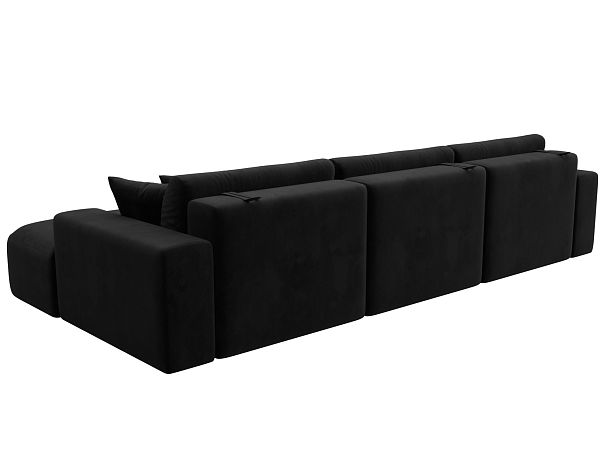 Диван угловой Лига-036 Классик Лонг правый угол Велюр черный - Вид 6