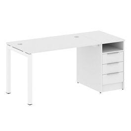 Metal System Quattro Р. ст. с тумбой на П-образном м/к 50БП.РС-СТП-1.2 Белый/Белый металл 1612*720*750 - Фото предпросмотра