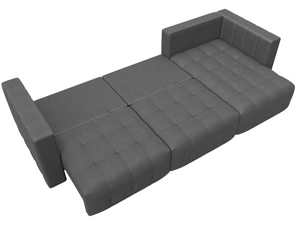 Диван угловой Лига-052 НПБ Лонг угол универсальный Замша серый - Вид 9