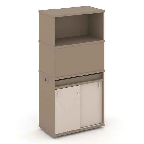 Estetica Набор №3 Тумба одиночная+высокая надставка ES.NB.1V-3 Латте/Капучино 750*410*1520 - Вид 1