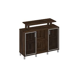 Стеллаж низкий с надстройкой и стеклянными дверками Борн В 801-512 дуб ристретто - Фото предпросмотра