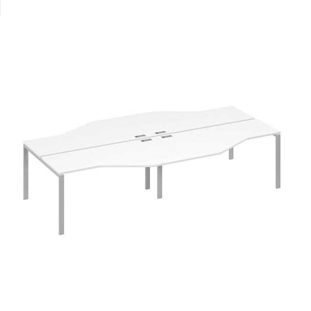 Рабочая станция на каркасе UNO из столов Техно (4х160) A4 А4 Б1 188-2 БП белый премиум / металлокаркас серый - Вид 1