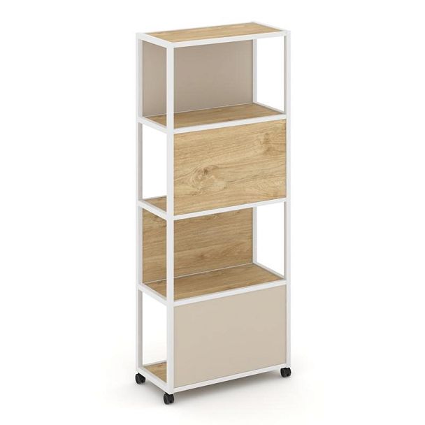 Shelf Mobile Стеллаж 5 уровней 1 секция VR.LT-STK-504.06 Тиквуд Светлый/Металл Белый/W-04 600*400*2000 - Вид 1