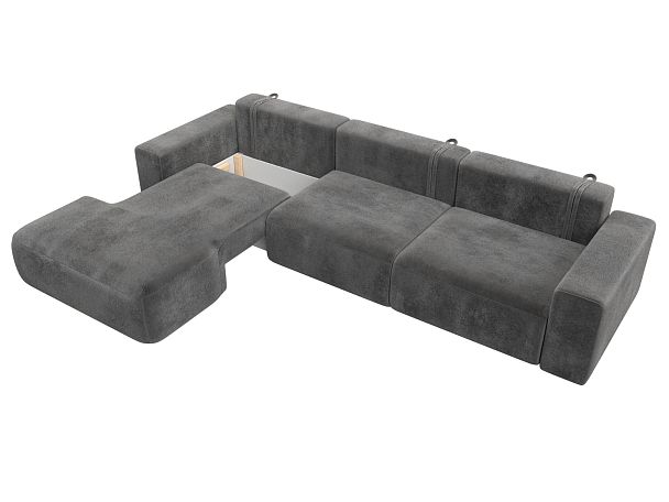 Диван угловой Лига-036 НПБ Классик Лонг левый угол Велюр серый - Вид 7