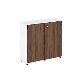 Шкаф купе 1238х400х1125 средний, с замком / корпус: белый, фасады: дуб модена Сигма / Sigma - Фото предпросмотра