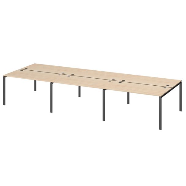 Бенч двойной на 6 рабочих мест АМБ-002.60-6 Бук/Антрацит 3600x1236x760 Арго-М - Вид 1