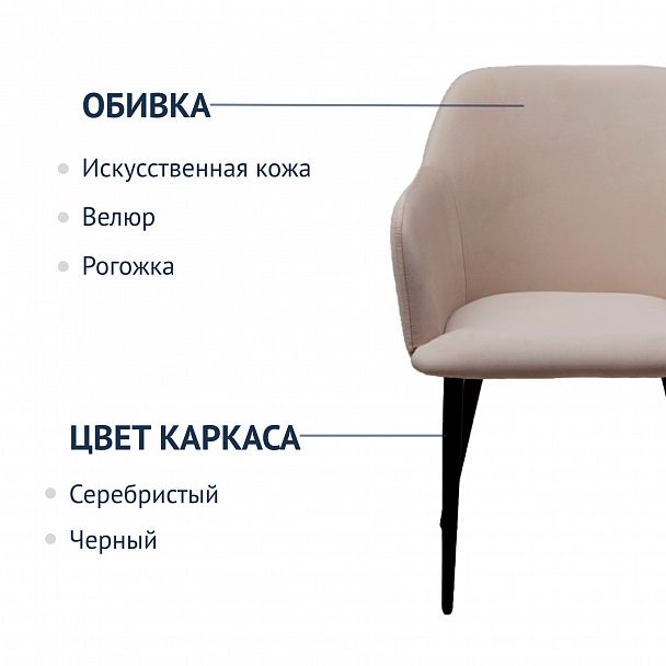 Стул Терра, черные ножки, велюр бежевый - Вид 6