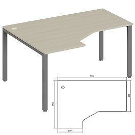 Эргономичный стол левый Trend Metal 160x120x75 дуб феррара - Фото предпросмотра