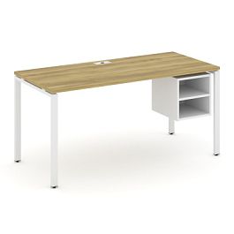 Concept Стол рабочий с подвесной тумбой с 2 открытыми нишами CN.SP-108 Дуб Винченцо/Белый Бриллиант/Металл Белый 1580*720*750 - Фото предпросмотра