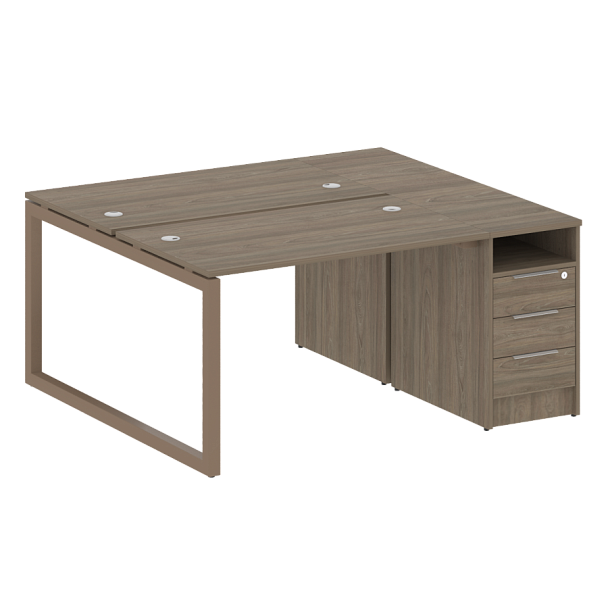 Metal System Quattro Р. ст. с тумбой на О-образном м/к 50БО.РС-СТП-2.2 Вяз/Мокко металл 1612*1475*750 - Вид 1