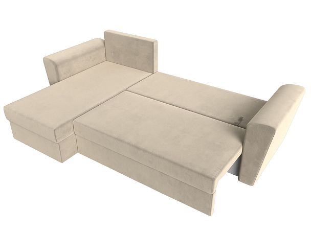 Угловой диван Амстердам Лайт левый (полностью микровельвет бежевый) - Вид 9