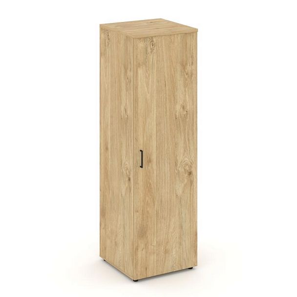 Стайл Проджект Гардероб узкий глубокий SN.GB.E-002 Тиквуд Светлый/Черный Ручки 600*600*1982 - Вид 1