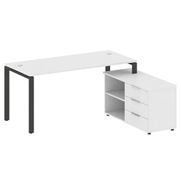 Metal System Р. ст. с тумбой на П-образном м/к БП.РС-СТС-2.4 (R) Белый/Антрацит металл 1700*1520*750 - Фото предпросмотра